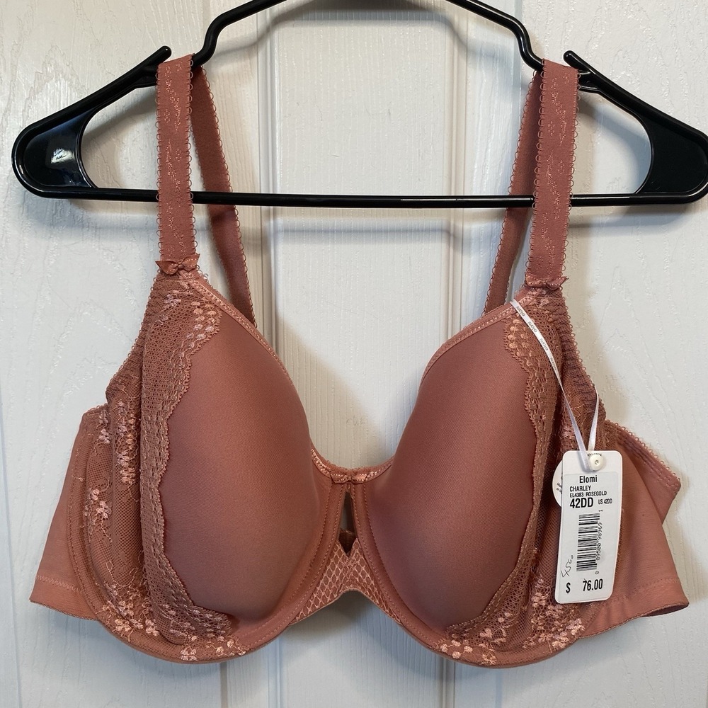 ELOMI‎ EL4383 Charley Underwire Spacer T-Shirt Bra Padded Brown 44DD NWT MSP $76